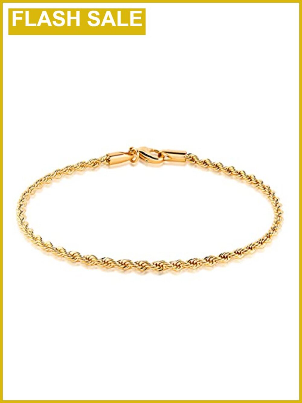 18K Gold Plated Braided Rope Anklet 10 Inch Lobster Clasp Made In Brazil
